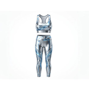 Conjuntos de Yoga para Mujer, Tendencia Actual, Diseño a Cuadros, Transpirables, de Secado Rápido, Ligeros, 2 Piezas, Ropa Deportiva para Fitness - Product Image 1