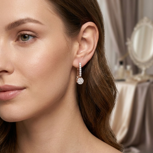 Pendientes de Diamantes Redondos de 0.75 Quilates en Oro Rosa de 14K para Mujer |   Elegante Joyería Nupcial Colgante, Regalo de San Valentín - Product Image 1