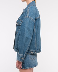 Women's Black <b>Denim</b> Cotton Bomber <b>Jacket</b> Woven Turn-down Collar Full Sleeve Solid Color Button Closure Autumn Winter Wear - Product Image 4