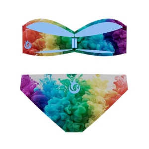 Đầy Màu Sắc Băng Tóc Swimwear Bikini Cầu Vồng Màu Sắc Beachwear Mặt Trời Bảo Vệ 2 Cái Bikini Nóng Sexy Khỏa Thân Modals Mặc Mini Bikini - Product Image 6