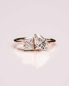 Pear Princess Cut Lab Grown Diamond <b>Two</b> <b>Stone</b> Toi Et Moi Unisex Engagement <b>Ring</b> 14K Gold Luxury IGI Certified OEM - Product Image 1
