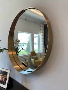 Miroir mural rond en bois encadré, design décoratif Art Déco pour la maison, Diwali, aucune électricité requise - Product Image 5