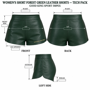 Custom Green PU <b>Leather</b> Cargo Shorts <b>Women</b>’s High Waist Faux <b>Leather</b> Utility Shorts Manufacturer Wholesale OEM ODM Private Label - Product Image 6