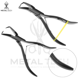Pince professionnelle en acier inoxydable noir mat pour l'élimination des extensions capillaires, tête incurvée, outil de dépose pour micro-anneaux et liens de kératine - Product Image 5