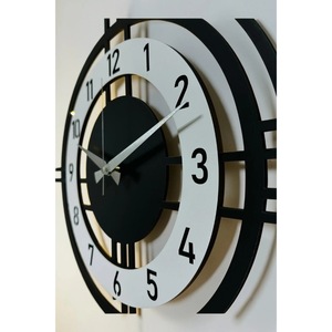 <b>Modern</b> Round Wood <b>Wall</b> <b>Clock</b> With Geometric Design Analog Quartz Silent Night Light Living Room Decor - Product Image 2