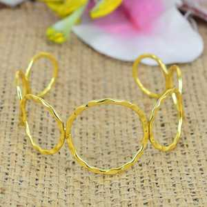 Handmade Brass Geometric Cuff <b>Bracelet</b> Hammered Gold Filled Open Circle Bangle Adjustable <b>Boho</b> Brass <b>Bracelet</b> Minimalist - Product Image 6