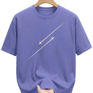 Camiseta de Algodón Lisa Lavanda Personalizada al por Mayor para Hombre, Cuello Redondo, Manga Corta, Casual, Básica, OEM, ODM, Marca Privada, a Granel - Product Image 1