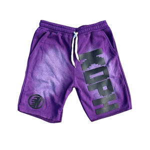 Men's Cotton Fleece Mid Shorts-Quick Dry Breathable Eco-Friendly 240g Silk Screen Front Logo Knitted Drawstring Embroidery - Product Image 1