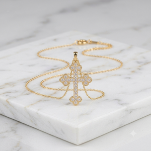Bottoni Kreuzanhänger aus 925er Sterlingsilber, vergoldet, mit Moissanit besetzt, christlicher Heiliger Kreuz Jesus, Hip-Hop, religiöses Geschenk für Herren - Product Image 3
