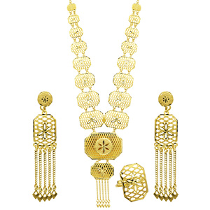 Conjunto de Joyería Nupcial Larga Estilo Dubái al por Mayor, Chapado en Oro de 14K, 18K, 24K, Diseño Turco Tradicional, Conjunto de Joyería de Moda - Product Image 2