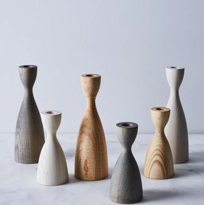 Modern Wooden Pillar Candle Holder Natural Finish Decorative Accent For Living Room Shelf Wedding <b>Table</b> Decoration - Product Image 2