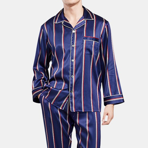 Conjuntos de Pijama de Dos Piezas de Seda Satinada Personalizados de Lujo para Hombre, Ropa de Dormir Transpirable con Logotipo Personalizado - Product Image 5