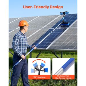 Kit de perche télescopique en aluminium extensible de 24 pieds avec brosse de nettoyage et distributeur de savon pour machine de nettoyage de panneaux solaires - Product Image 6