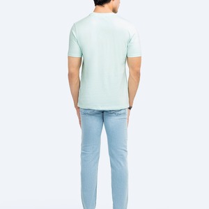 Men's <b>Light</b> Blue Regular Fit 100% Cotton Jersey O-<b>Neck</b> Short Sleeve T-Shirt for Subway Print Casual Breathable Knitted - Product Image 2