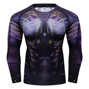 Camiseta de compresión de manga larga para hombre, totalmente estampada, para MMA, OEM, personalizada, que absorbe la humedad, de poliéster y spandex premium - Product Image 3