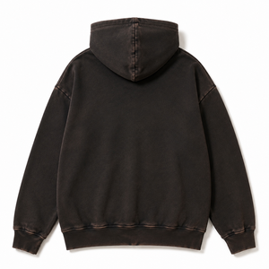 Sweat-shirt à capuche zippé pour homme, 460 GSM, épais, délavé à l'acide, effet soleil, vintage, grunge, coupe oversize, logo personnalisé, streetwear - Product Image 3
