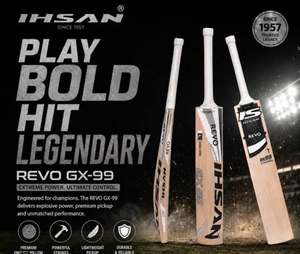 Bate de críquet ihsan sports Revo GX 99 Edition English Willow con funda de bate de regalo, agarre adicional y lámina protectora, todo incluido. - Product Image 5