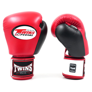 Top Quality Cowhide Leather Twins Boxing Gloves Hook Loop Adjustable <b>Strap</b> Red White Black Leather Soft Handmade Padding Twins - Product Image 2