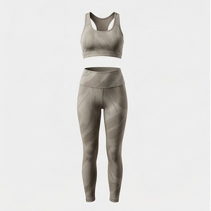 Conjunto de yoga de 2 piezas para mujer, sujetador deportivo con espalda cruzada y leggings de cintura alta de longitud completa - Product Image 1