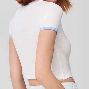 Venta al por mayor, gran oferta: Camiseta crop top para mujer con logo personalizado, en stock, cuello redondo, color liso, oversize - Product Image 5