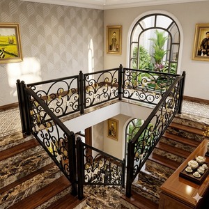 Barandilla de Escalera de Hierro Forjado de Lujo, Barandilla Decorativa Personalizada para Uso Residencial y Comercial - Product Image 1