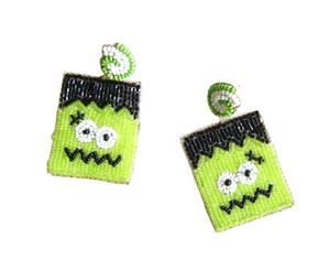 Handwork Jewelry Halloween Embroidery Seed Beads Bat House Dangle <b>Earring</b> With Latest Fancy Fashion <b>Top</b> Choice From India - Product Image 2
