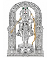 Idole du Dieu Ram de Luxe Faite à la Main, en Laiton Plaqué Argent 999, Aluminium et Résine, Décorative Spirituelle pour Mariage, Maison, Temple, Intérieur de Chambre