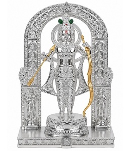 Lujoso Ídolo de Lord Ram con Arco en Plata 999, Adorno Espiritual Decorativo para Templo e Interiores - Product Image 1