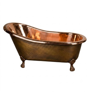 Bañera de Cobre Antigua de Lujo Hecha a Mano, Bañera Independiente Doble con Patas de Latón Tipo Garra de Caballo - Product Image 4