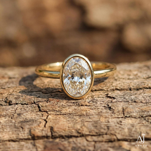Anillo de Compromiso y Boda Minimalista de Oro Amarillo con Moissanita Ovalada, Engaste de Garra, Certificado IGI, Chapado en Oro, Joyería de Regalo - Product Image 6
