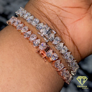 Elegante Pulsera de Tenis con Moissanita en Forma de Lágrima y Piedras Alternadas de Corte Pera, Joyería Unisex de Alta Brillantez - Product Image 2