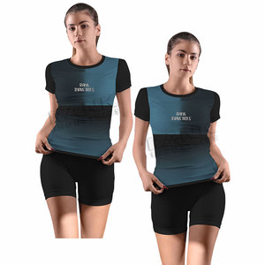 Conjuntos de camisetas y pantalones cortos a la moda para mujer, conjunto de 2 piezas para el día a día, estilo relajado, deportivo, de algodón. - Product Image 4