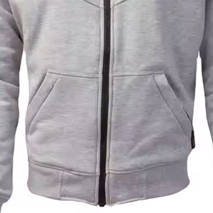 Sudadera con capucha de motociclista de algodón de alto gramaje con protecciones naranjas de nivel 2 CE, manga larga, transpirable, unisex, para adultos. - Product Image 3