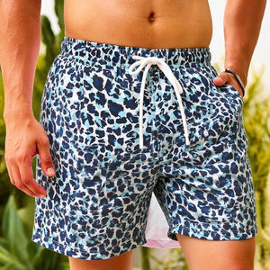 Shorts de bain pour hommes à séchage rapide, imprimé floral, tissu tissé léger et respirant, taille élastique avec cordon de serrage, pour l'été - Product Image 1