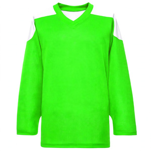Jersey de Hockey sobre Hielo Personalizado al por Mayor, Sublimado, Verde y Blanco, Manga Larga, Cuello en V, Transpirable, Ligero, para Entrenamiento en Equipo - Product Image 1