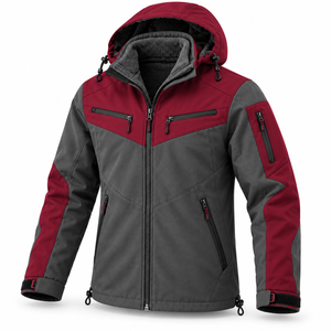 Veste Softshell d'hiver pour homme, personnalisable en usine, avec capuche amovible, doublure polaire, blocs de couleur, imperméable, pour la randonnée et les voyages en extérieur - Product Image 2