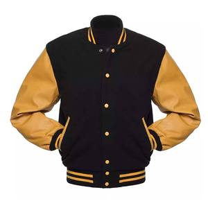 Wool varsity <b>jacket</b> <b>leather</b> sleeve for men classic <b>retro</b> varsity baseball sports uniform design - Product Image 5