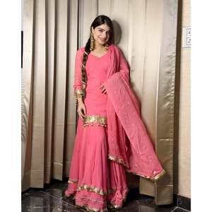 Top de fête pour femmes-Ensemble Plazzo et Dupatta avec broderie lourde - Product Image 1