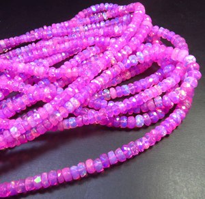Natural High Grade <b>Pink</b> Welo Ethiopian Opal Beads 16" Strand Full Flash Faceted Gemstone 4.5-5mm Center <b>Drill</b> Rondelle Beads - Product Image 2