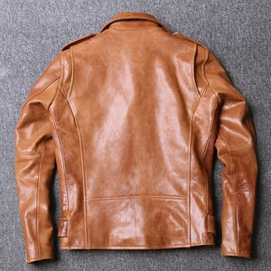 Chaqueta de Cuero para Hombre, Estilo Motero, con Cinturón, Corte Ajustado, Piel de Oveja Auténtica, Cierre de Cremallera, Chaqueta de Cuero Genuino - Product Image 2