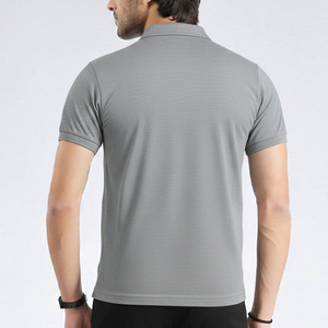 Men's Short Sleeve for Shirt Navy <b>Orange</b> Trim 100% Cotton Pique Casual Breathable Print Pocket Anti-Wrinkle Knitted Design - Product Image 5