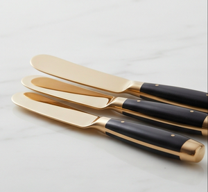 Ensemble de 9 couteaux à fromage en acier inoxydable, lame dorée, manche noir, couteaux à étaler, outils à fromage durables - Product Image 4