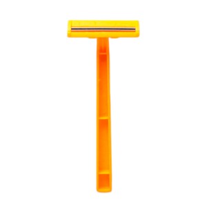 Cuchilla de afeitar desechable de acero inoxidable doble LIYU respetuosa con el medio ambiente personalizada, mango corto de plástico amarillo para cara y cuerpo directamente - Product Image 2