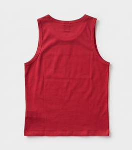 เสื้อกล้ามแขนกุดสีแดงสำหรับผู้ชาย คอกลม สีพื้น ผ้าถัก สวมใส่สบายๆ - Product Image 2