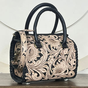 Bolsos de Viaje Elegantes 2026, Hechos a Mano con Cuero Vacuno Genuino, Diseño Floral, Medianos, Tipo Duffel, Nuevos, de Lujo, Unisex, para Fin de Semana - Product Image 4