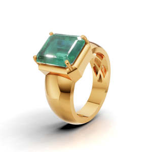 Anillo de Diamantes con Corte Esmeralda en Oro Amarillo para Mujer, Estilo Clásico para Uso Diario - Product Image 2