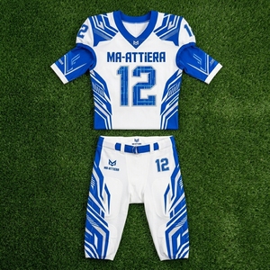 Custom White Blue American Football Jersey <b>Pants</b> Set <b>Padded</b> Team Uniform Wholesale Sportswear Manufacturer - Product Image 6
