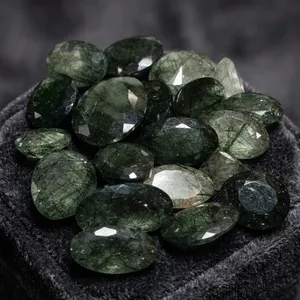Pure Polished Natural Green Rutilated Quartz Gemstone Faceted Oval Customized Rare Rutile Necklace Ring BAITHU <b>GEMS</b> and MINERALS - Product Image 3