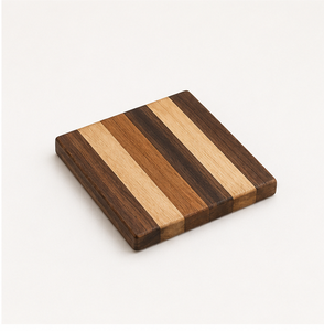 Premium Handcrafted Walnut And Oak Wooden <b>Coaster</b> Set Eco-Friendly Striped Design Heat Resistant <b>Drink</b> Mats <b>For</b> Home And Office - Product Image 3