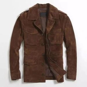 Men’s Classic Suede <b>Blazer</b> <b>Jacket</b> - Genuine <b>Leather</b> Luxury Coat - Product Image 1